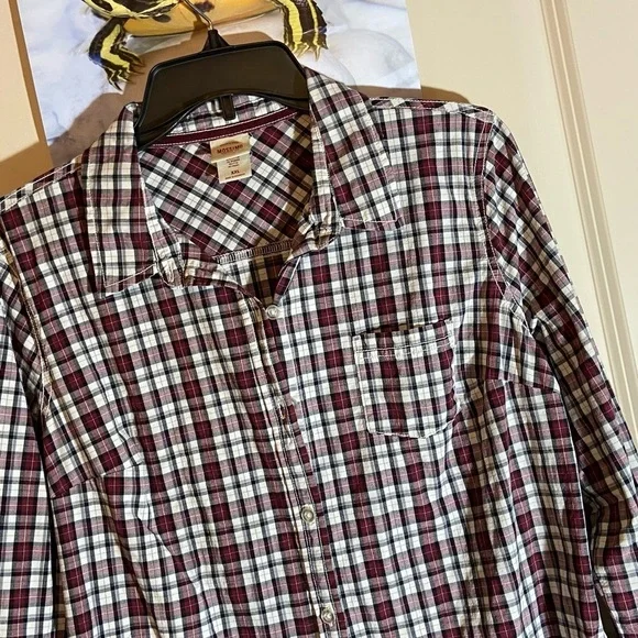 MOSSIMO Juniors Sz-XXL Button-up Top, Plaid-Not Flannel-Very Stretchy-Fitted Cut - Picture 2 of 13